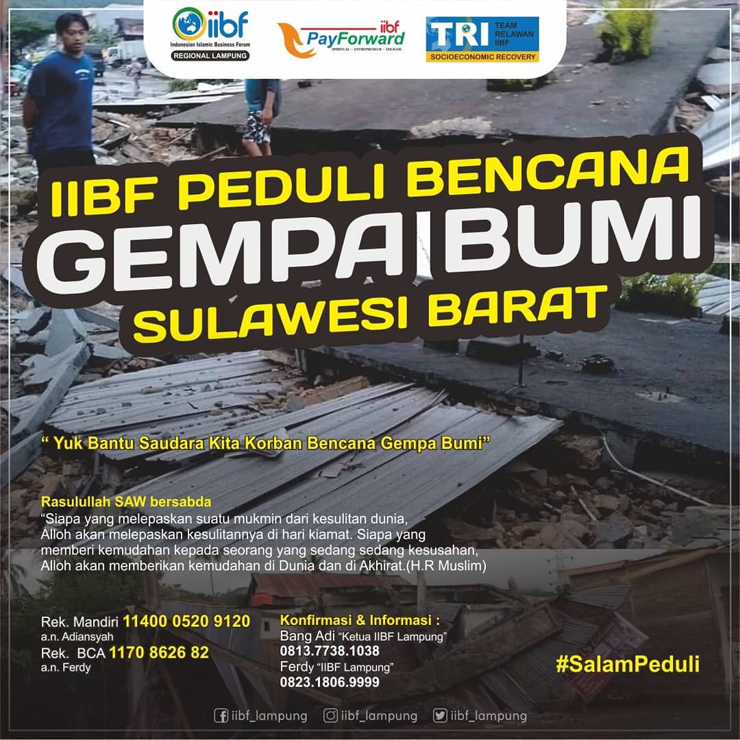 IIBF Lampung Peduli Bencana Gempa Bumi Sulawesi Barat