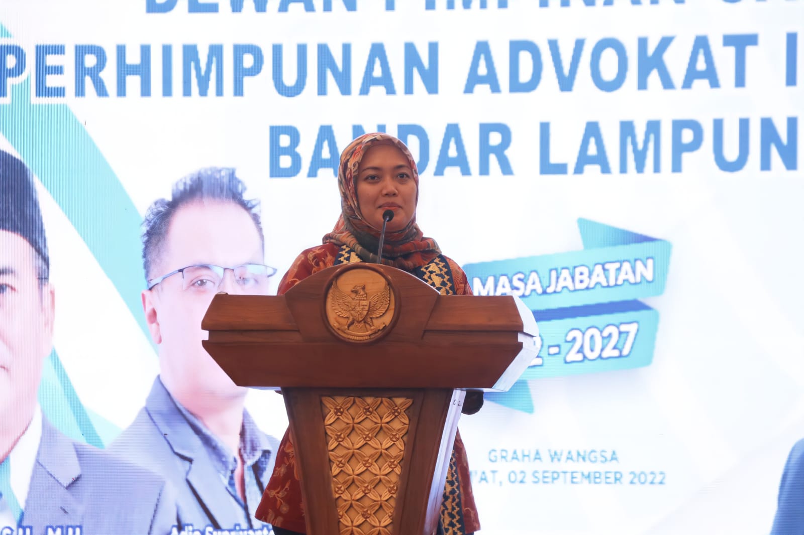 Wagub Chusnunia Hadiri Pelantikan DPC Peradi Lampung Periode 2022-2027