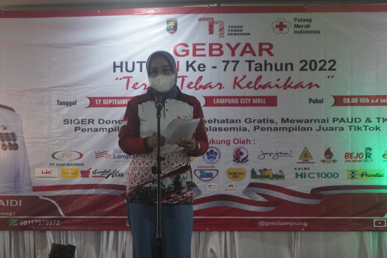 Buka Acara Puncak Gebyar HUT PMI ke-77, Riana Sari Arinal Launching Pelayanan Ambulance dan Mobil Jenazah Grat
