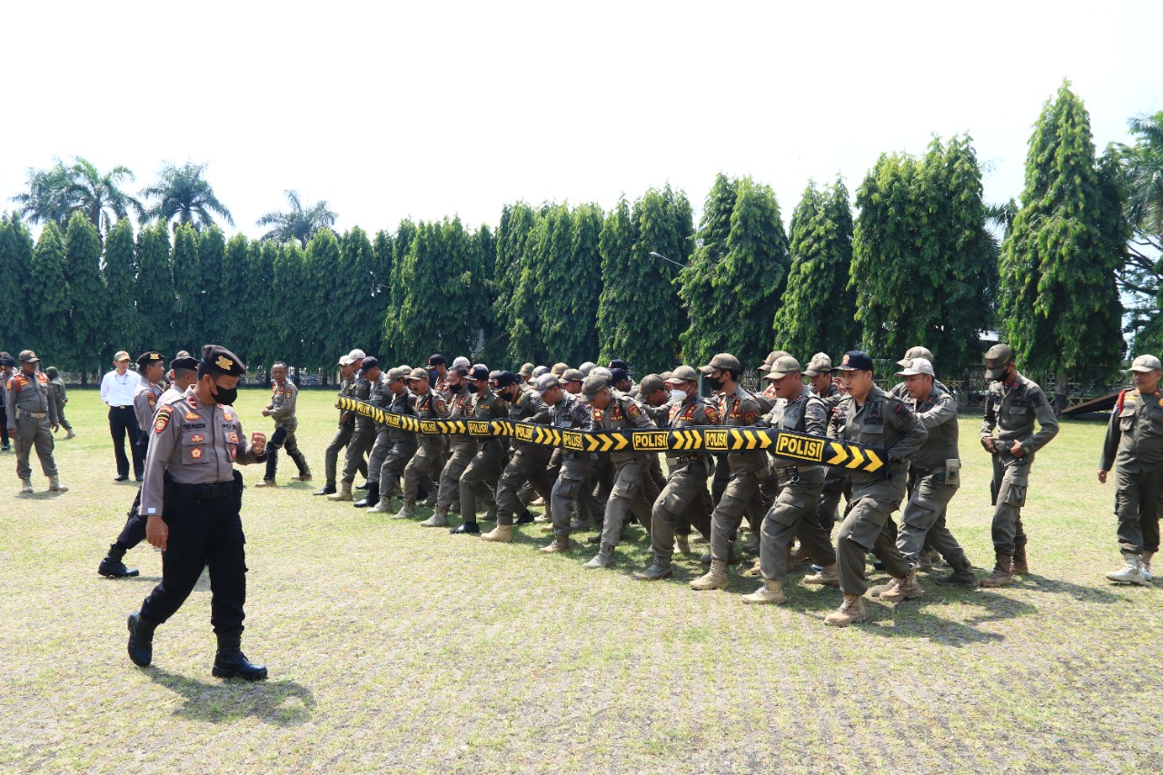 Satuan Polisi Pamong Praja Provinsi Lampung Gelar Latihan Bersama Penanganan Unjuk Rasa