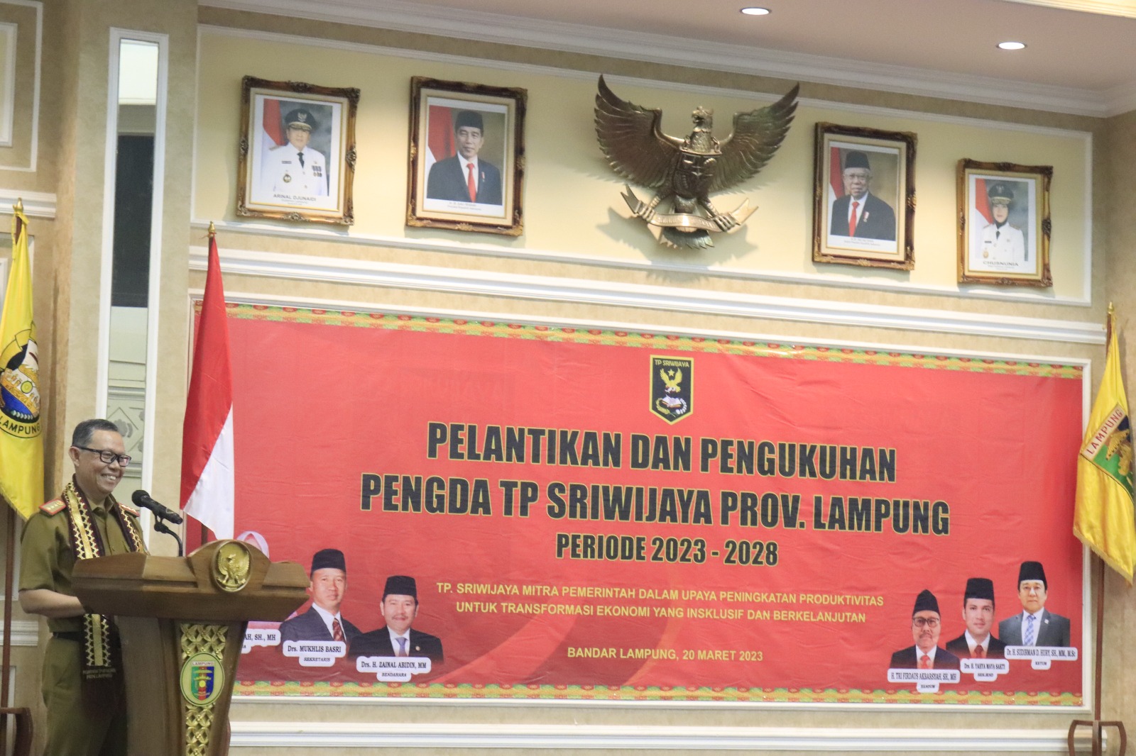 Sekdaprov Fahrizal Darminto Hadiri Pelantikan dan Pengukuhan Pengurus TP Sriwijaya Provinsi Lampung Periode 20